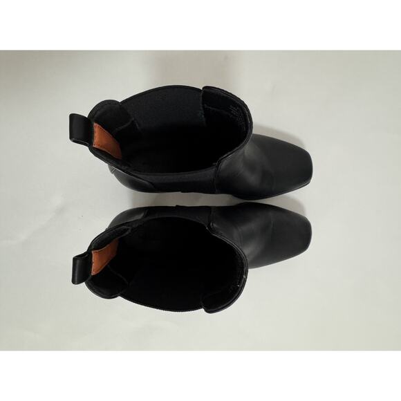 French Connection Penny Booties Size 8 Women's Faux Leather Black Block Heel - Picture 4 of 5